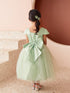 Girls Multi Color Square Neckline Cap Sleeve Flower Girl Dress 2-12