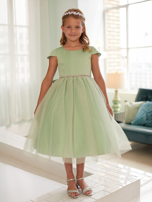 Girls Multi Color Square Neckline Cap Sleeve Flower Girl Dress 2-12