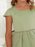 Girls Multi Color Square Neckline Cap Sleeve Flower Girl Dress 2-12