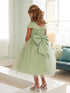 Girls Multi Color Square Neckline Cap Sleeve Flower Girl Dress 2-12