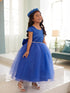 Girls Multi Color Square Neckline Cap Sleeve Flower Girl Dress 2-12