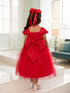 Girls Multi Color Square Neckline Cap Sleeve Flower Girl Dress 2-12