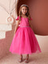 Girls Multi Color Square Neckline Cap Sleeve Flower Girl Dress 2-12