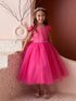 Girls Multi Color Square Neckline Cap Sleeve Flower Girl Dress 2-12