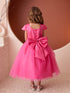 Girls Multi Color Square Neckline Cap Sleeve Flower Girl Dress 2-12