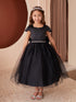 Girls Multi Color Square Neckline Cap Sleeve Flower Girl Dress 2-12