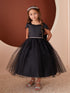 Girls Multi Color Square Neckline Cap Sleeve Flower Girl Dress 2-12