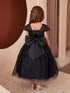 Girls Multi Color Square Neckline Cap Sleeve Flower Girl Dress 2-12