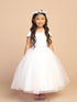 Girls Multi Color Square Neckline Cap Sleeve Flower Girl Dress 2-12