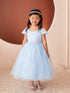 Girls Multi Color Square Neckline Cap Sleeve Flower Girl Dress 2-12