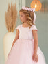 Girls Multi Color Square Neckline Cap Sleeve Flower Girl Dress 2-12