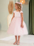 Girls Multi Color Square Neckline Cap Sleeve Flower Girl Dress 2-12