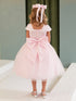 Girls Multi Color Square Neckline Cap Sleeve Flower Girl Dress 2-12