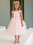 Girls Multi Color Square Neckline Cap Sleeve Flower Girl Dress 2-12