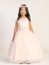Girls Lace Illusion Neckline Formal Dress 2-18