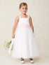 Girls Lace Applique Flower Girl Dress with 3D Floral Waist & Mesh Skirt, Sizes 2-12