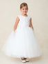 Girls Sparkle Blossom White Flower Girl Dress with Cascading Bead & Sequin Bodice, Sizes 2-18