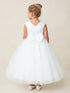 Girls Sparkle Blossom White Flower Girl Dress with Cascading Bead & Sequin Bodice, Sizes 2-18