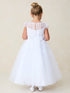 Girls Cap Sleeved Illusion Neckline Lace Bodice with a Tulle Skirt, Sizes 2-18