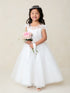 Girls Cap Sleeved Illusion Neckline Lace Bodice with a Tulle Skirt, Sizes 2-18