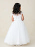 Girls Cap Sleeved Illusion Neckline Lace Bodice with a Tulle Skirt, Sizes 2-18