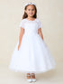 Girls White Lace Tulle Dress with 3D Flowers 2-18
