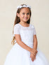 Girls White Lace Tulle Dress with 3D Flowers 2-18