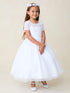Girls White Lace Tulle Dress with 3D Flowers 2-18