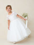 Girls White Lace Tulle Dress with 3D Flowers 2-18