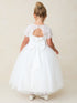 Girls White Lace Tulle Dress with 3D Flowers 2-18