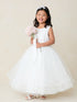 Girls Glitter & Pearl Embellished Flower Girl Dress with Horsehair Hem 2-16