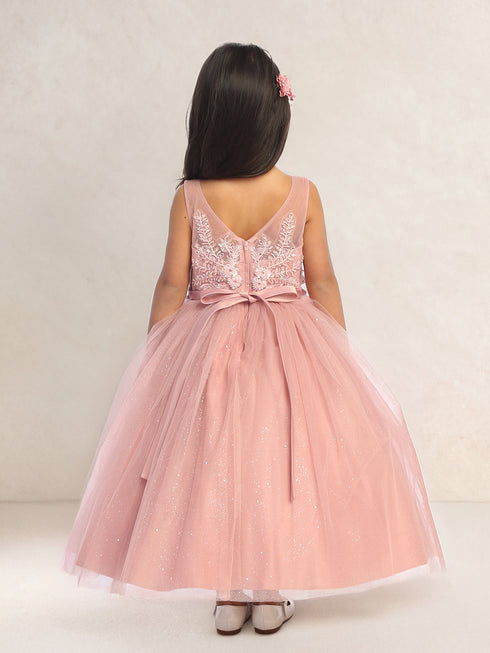 Girls Blooming Grace 3-D Flower Girl Dress with Removable Shoulder Bows, Sizes 2-12