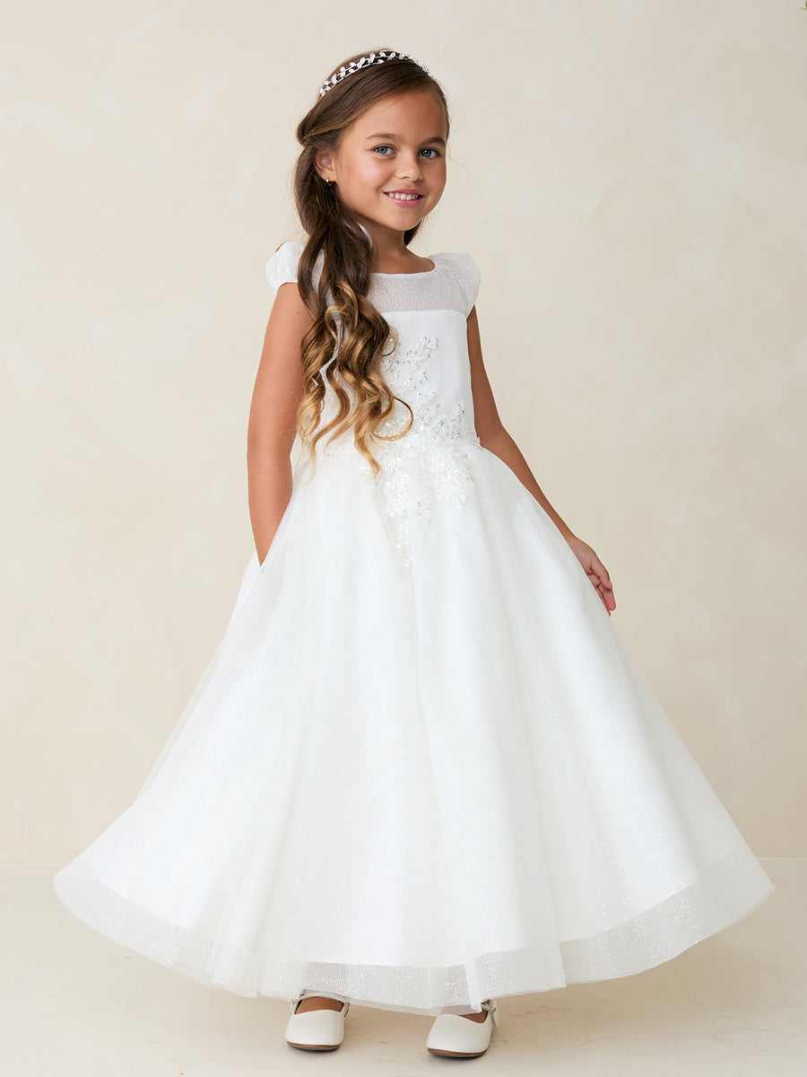 Girls Self Design V-Neck Sheen Bling Sparkly Wrap Dress
