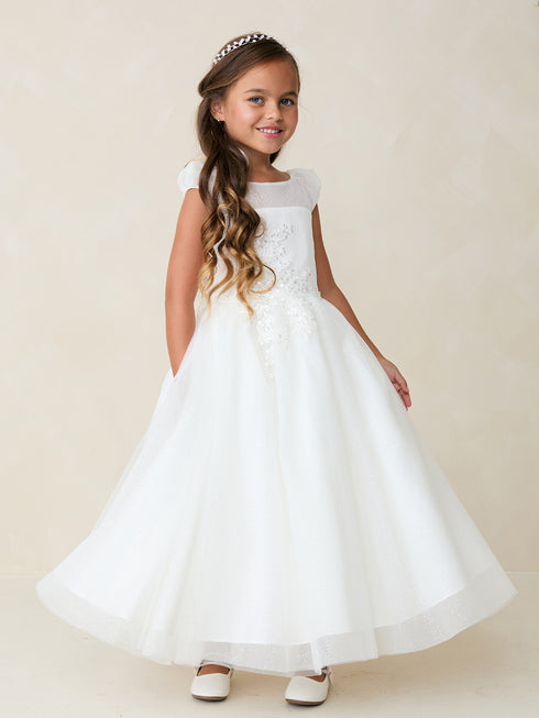 Girls Sparkling All Glitter Dress with Lace Appliqué 2-16