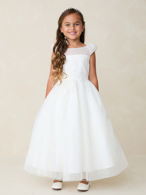 Girls Sparkling All Glitter Dress with Lace Appliqué 2-16