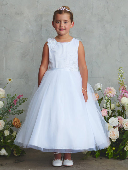 Girls Floral Appliqué Tulle Special Occasion Dress 2-18