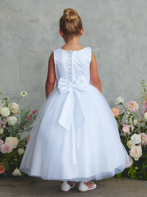 Girls Floral Appliqué Tulle Special Occasion Dress 2-18