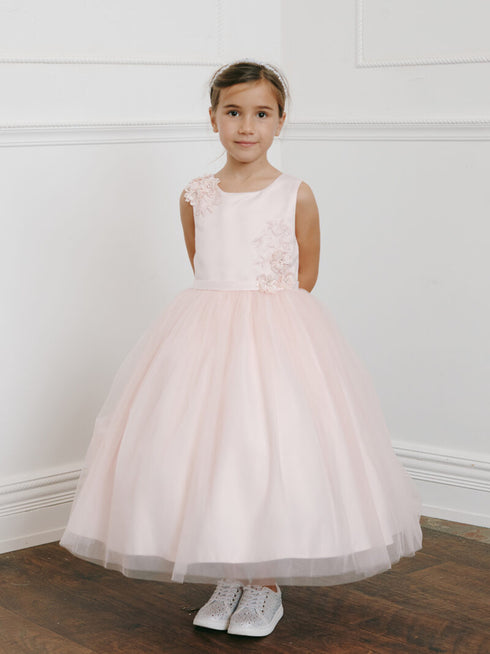 Girls Floral Appliqué Tulle Special Occasion Dress 2-18