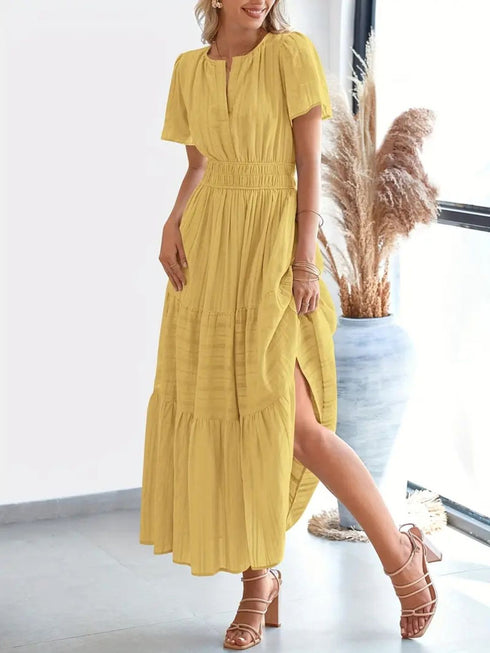 notched-short-sleeve-midi-dress-with-pockets OhSoStyled - Sophia's Style-18