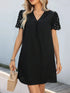textured-v-neck-short-sleeve-mini-dress OhSoStyled - Sophia's Style in Black-1