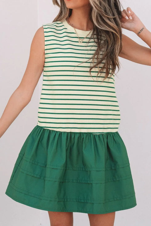 stripe-woven-sleeveless-mini-dress OhSoStyled - Sophia's Style in Dark Green-4
