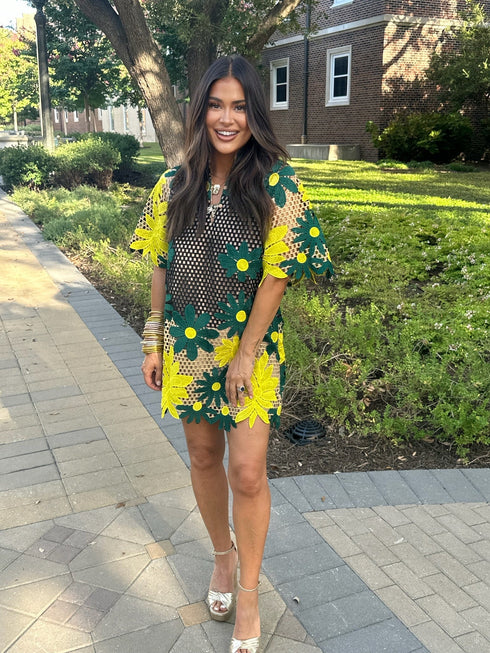 lulu-short-sleeve-mini-caftan-daffodil Sophia's StyleApparel & Accessories > Clothing > Dresses > Short Dresses-1