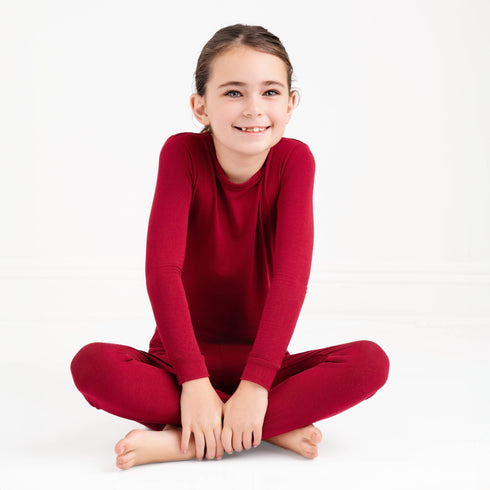 burgundy-long-sleeve-pjs Big Dreams Little Jammie Session Sophia's Style-2