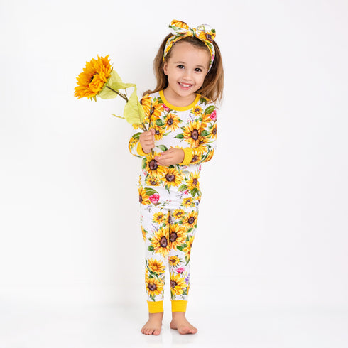 suns-and-roses-sunflowers-long-sleeve-pjs Big Dreams Little Jammie Session Sophia's Style-1