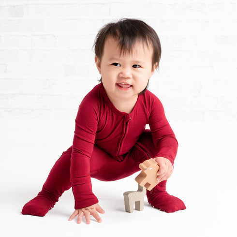 burgundy-romper Big Dreams Little Jammie Session Sophia's Style-8