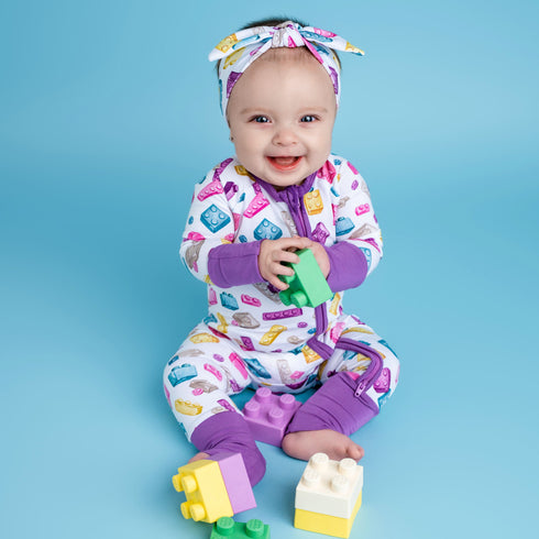 block-party-purple-romper Big Dreams Little Jammie Session Sophia's Style-1