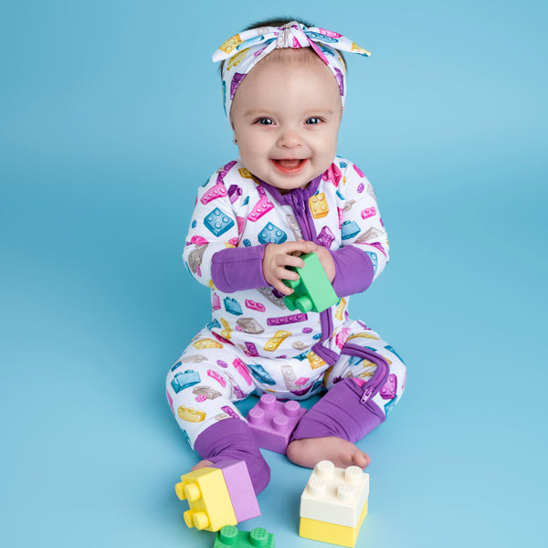 block-party-purple-romper Big Dreams Little Jammie Session Sophia's Style-1