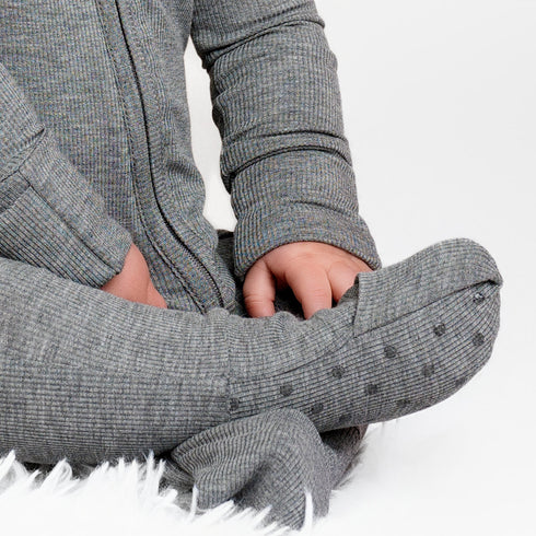 heather-gray-ribbed-romper Big Dreams Little Jammie Session Sophia's Style-7