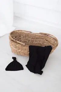 swaddle-blanket-and-hat-set-black-Sophia's Style-7