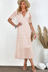 swiss-dot-v-neck-short-sleeve-midi-dress Sophia's Trends - Sophia's Style-Peach-L